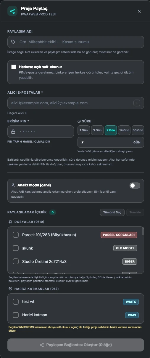 Creating a link and adding recipients